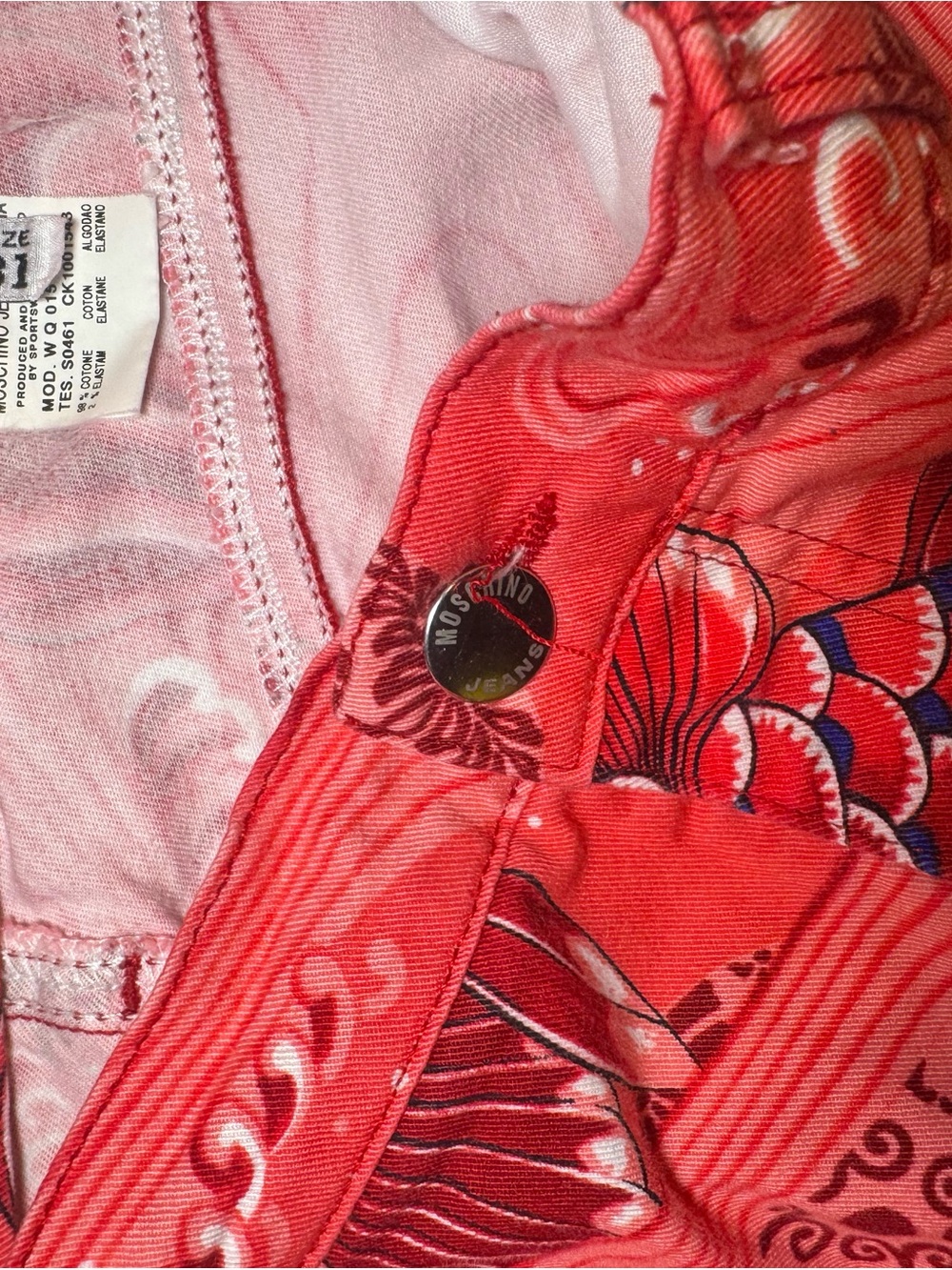 Moschino Jeans koi Fish Coral Pink Wave-Print Pants - Picture 7 of 7